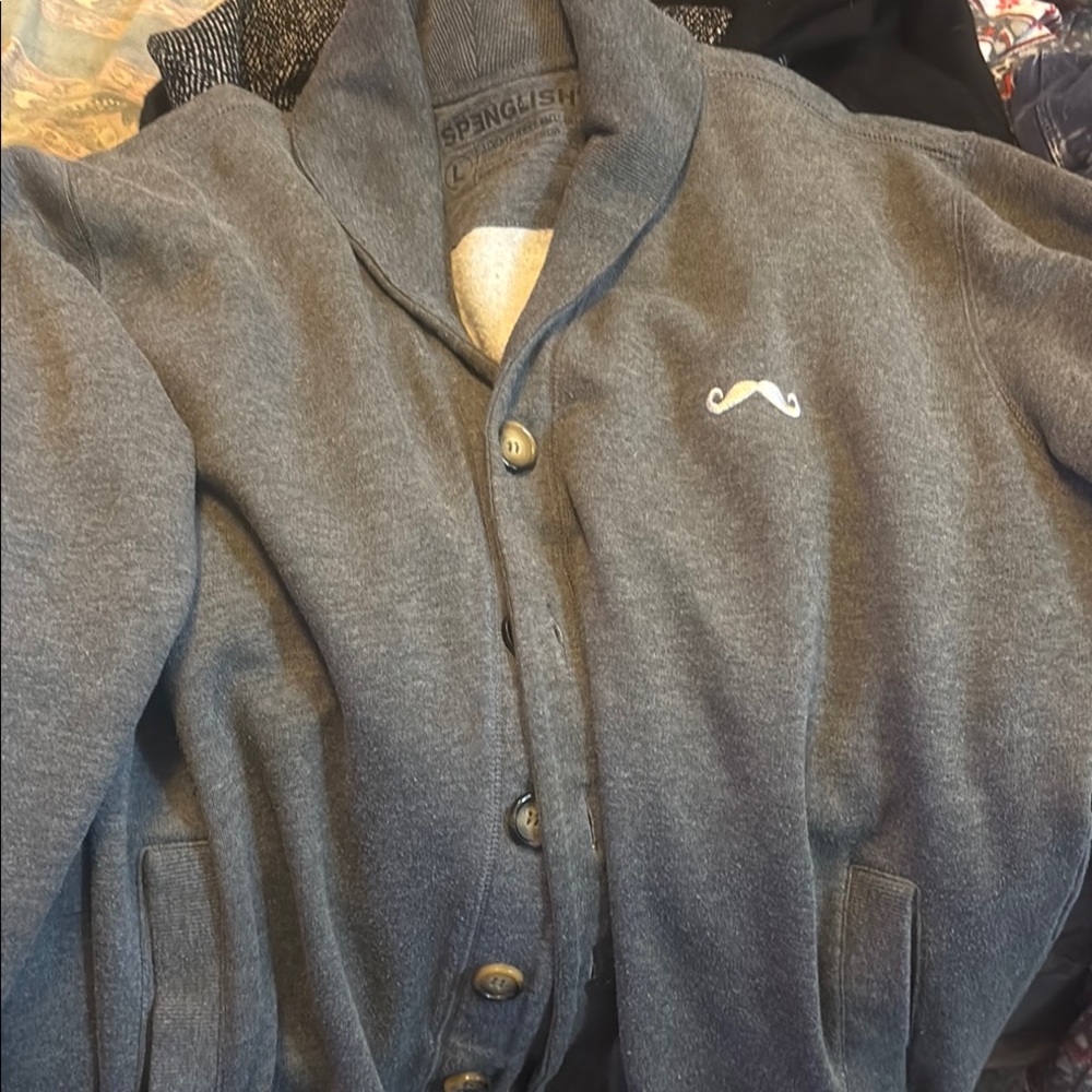 Espnglish Gray Button-Up Cardigan